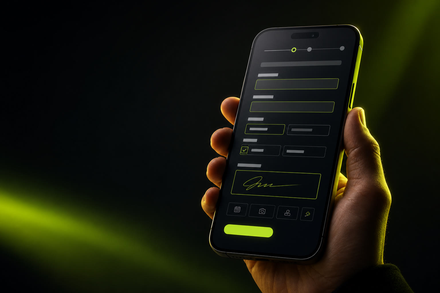 Smartphone showing PDF form